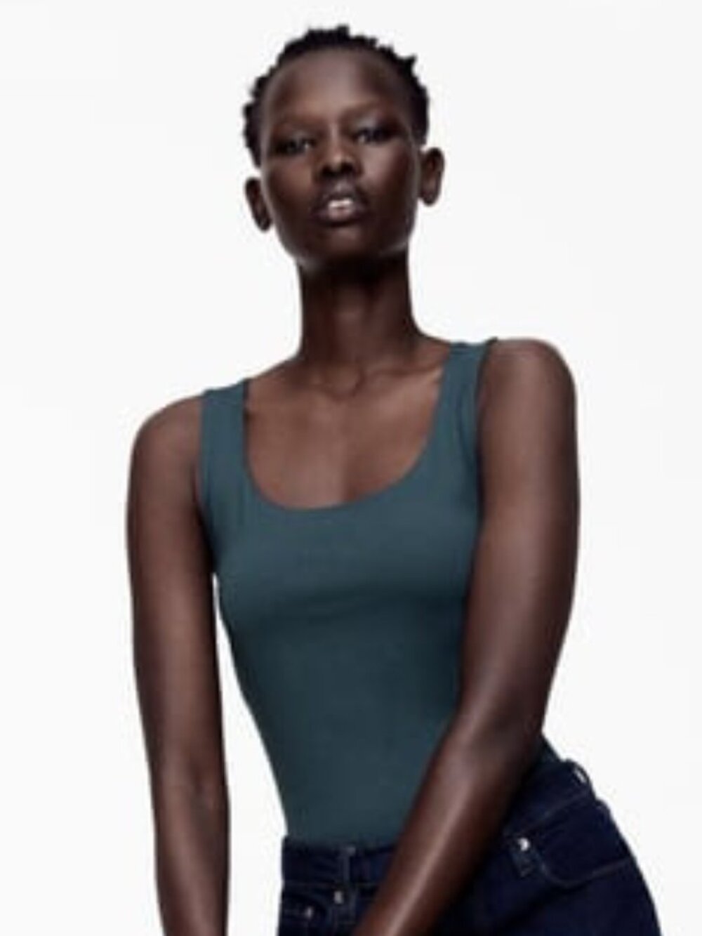 Zara NWT Blue Stretch Tank – Medium, Light Support